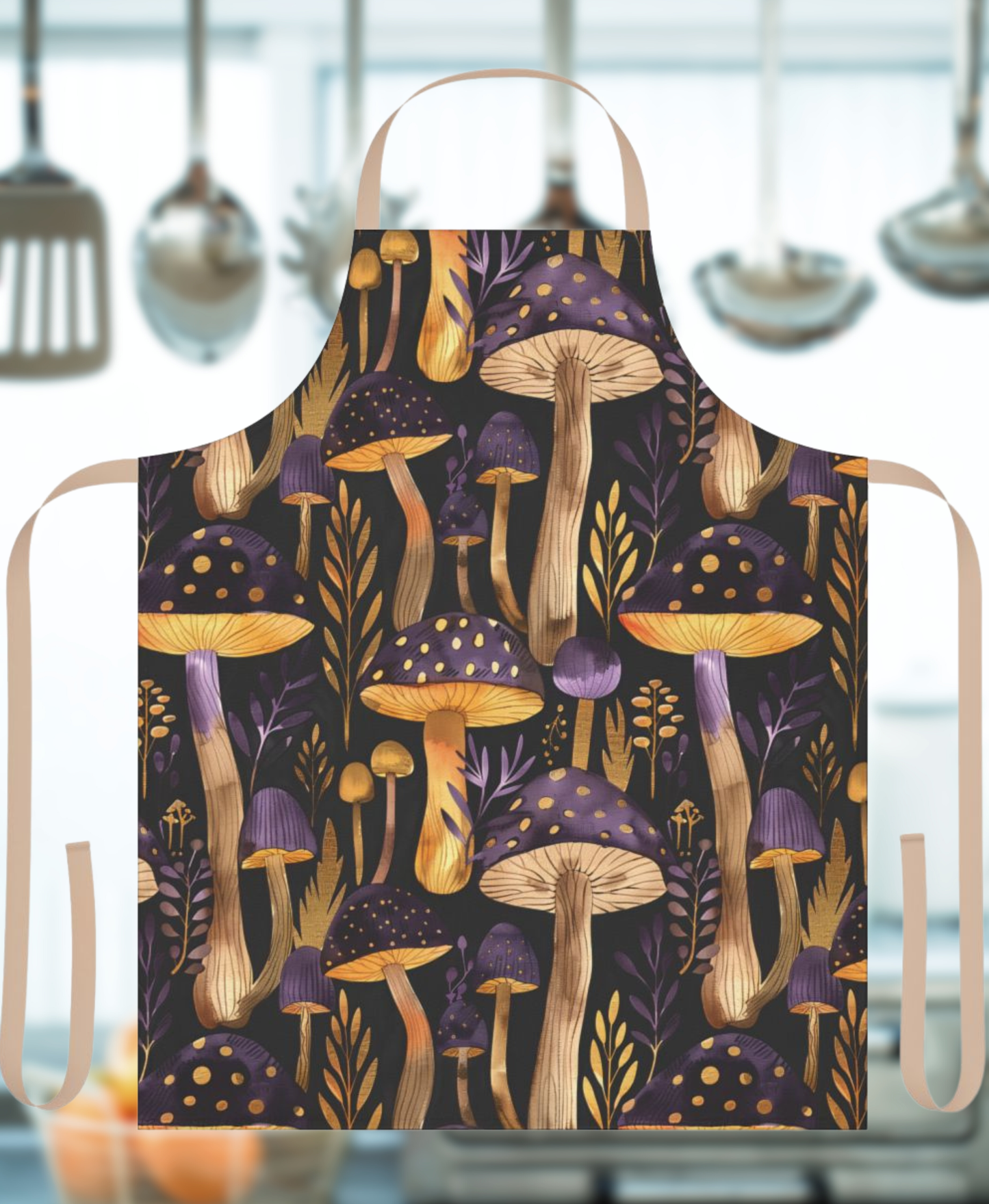 Apron - Purple Black Mushrooms