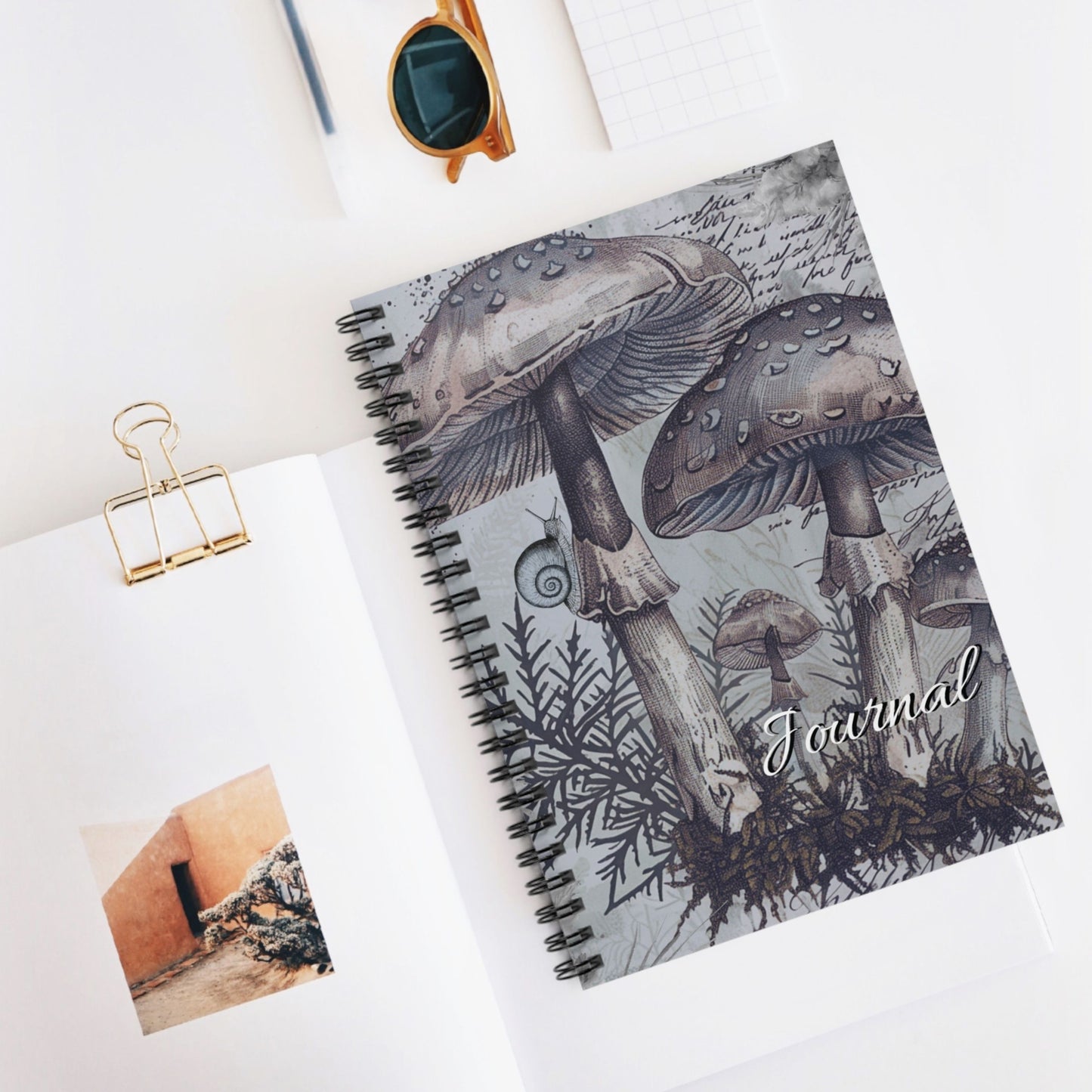 Blue Botanical Mushroom Notebook, Ruled Line Journal for Nature Lovers