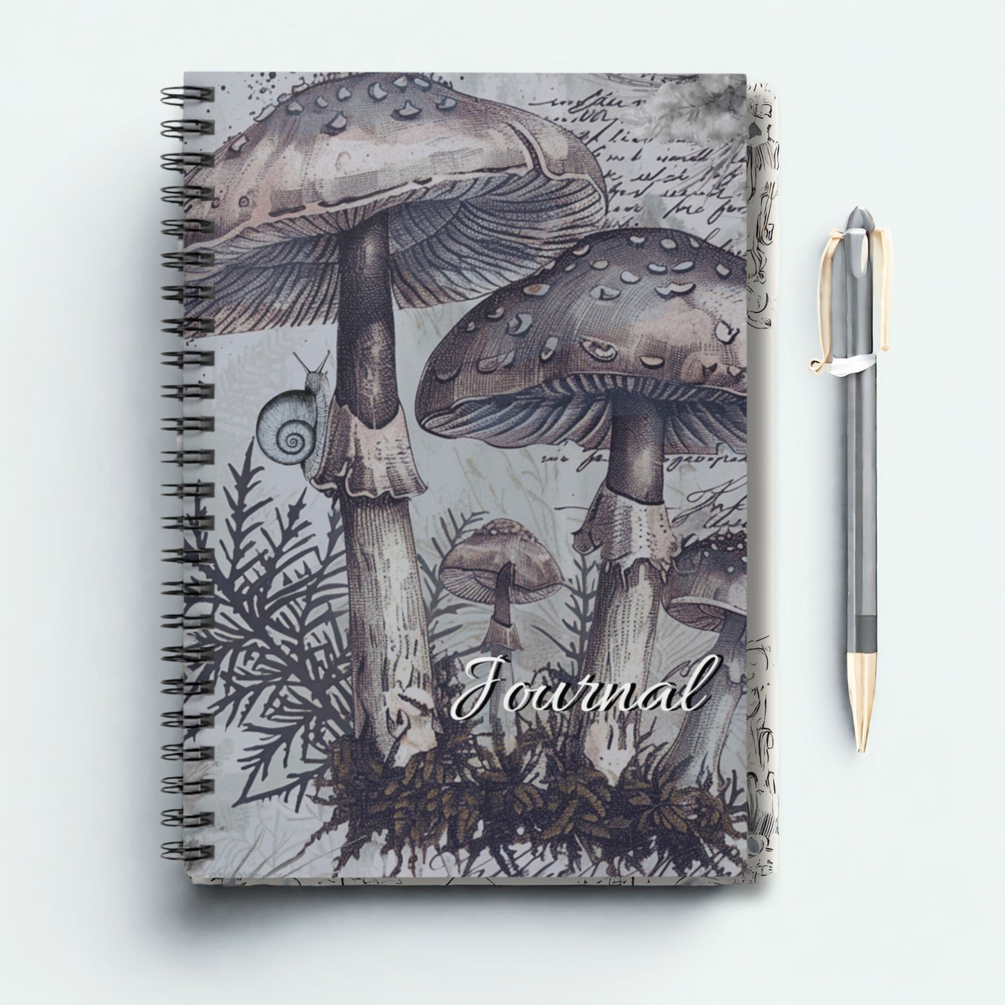 Blue Botanical Mushroom Notebook, Ruled Line Journal for Nature Lovers