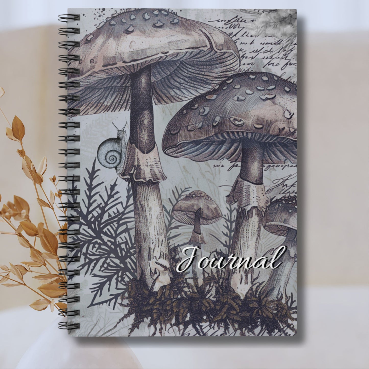 Blue Botanical Mushroom Notebook, Ruled Line Journal for Nature Lovers