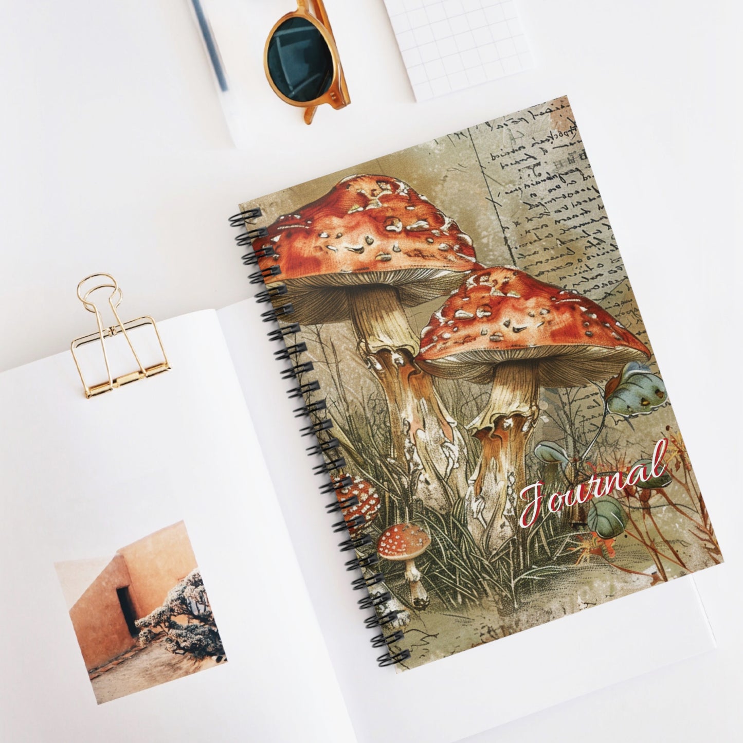 Red Botanical Mushroom Notebook, Ruled Line Journal for Nature Lovers