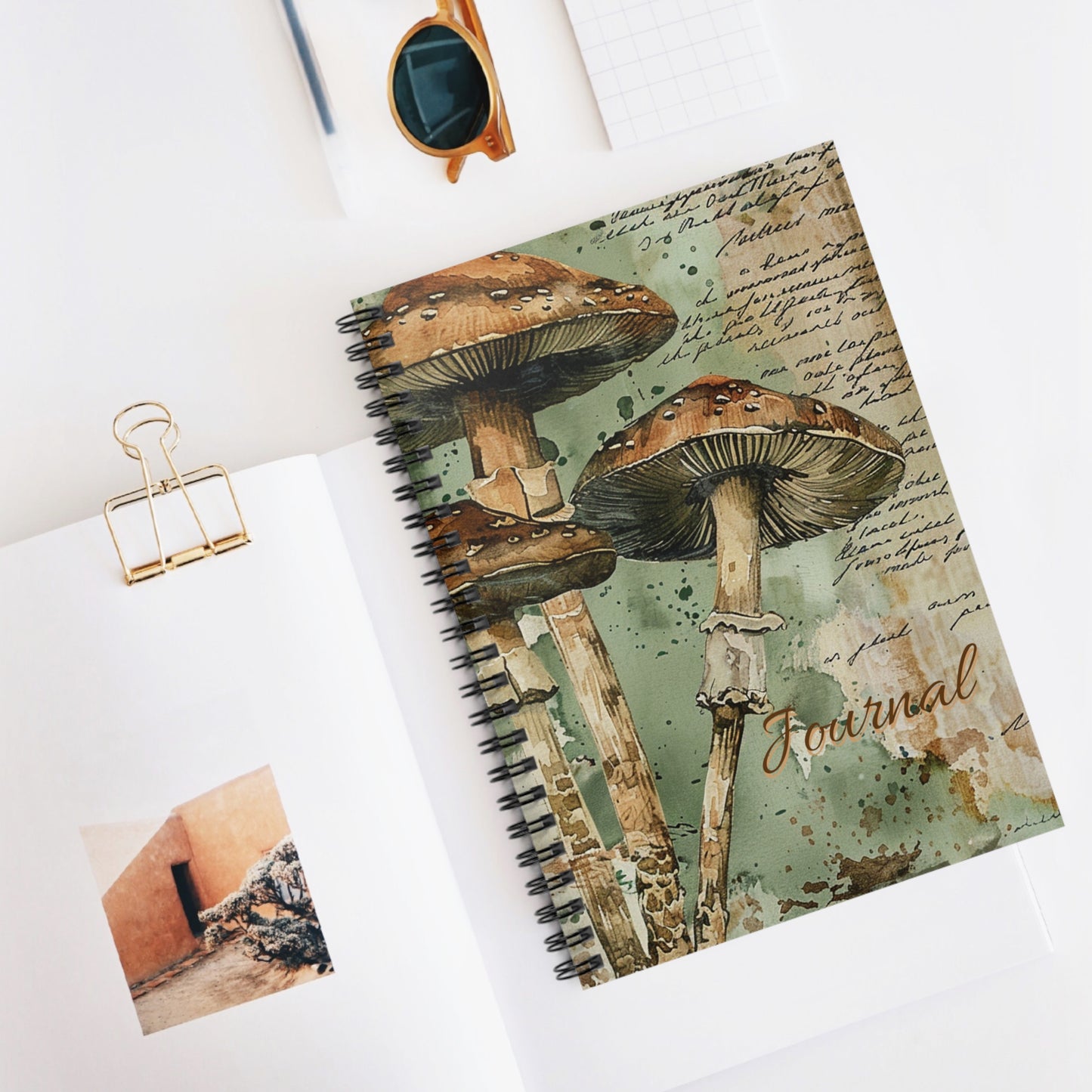 Botanical Mushroom Notebook, Ruled Line Journal for Nature Lovers, Green Mushroom Journal