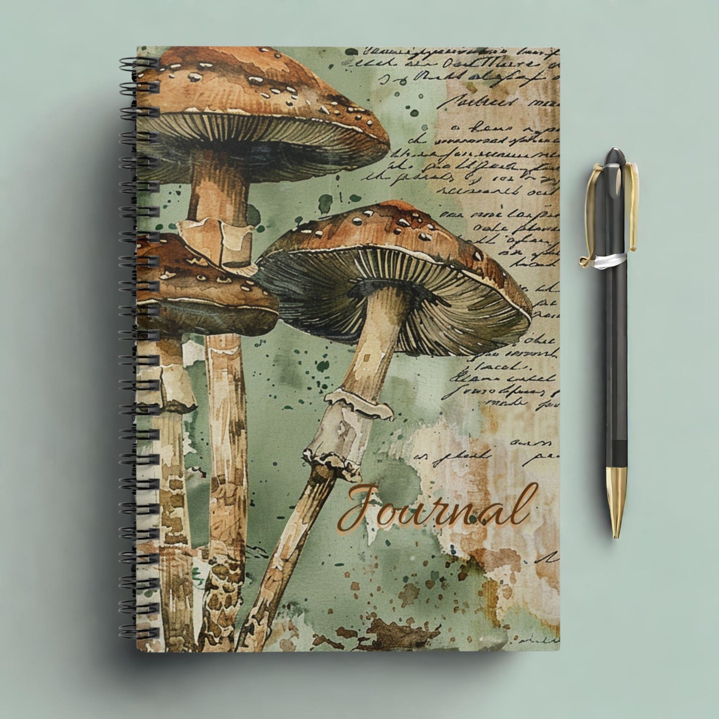 Botanical Mushroom Notebook, Ruled Line Journal for Nature Lovers, Green Mushroom Journal