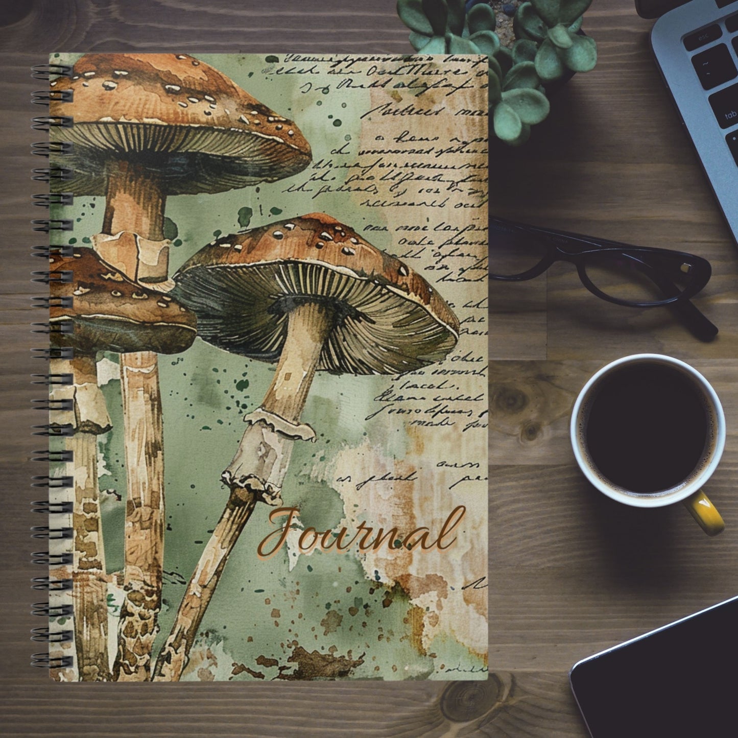 Botanical Mushroom Notebook, Ruled Line Journal for Nature Lovers, Green Mushroom Journal