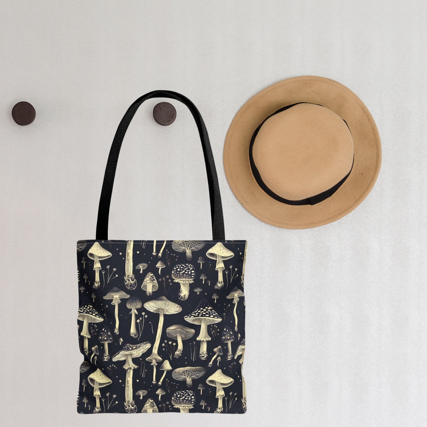 Black Mushroom Tote Bag